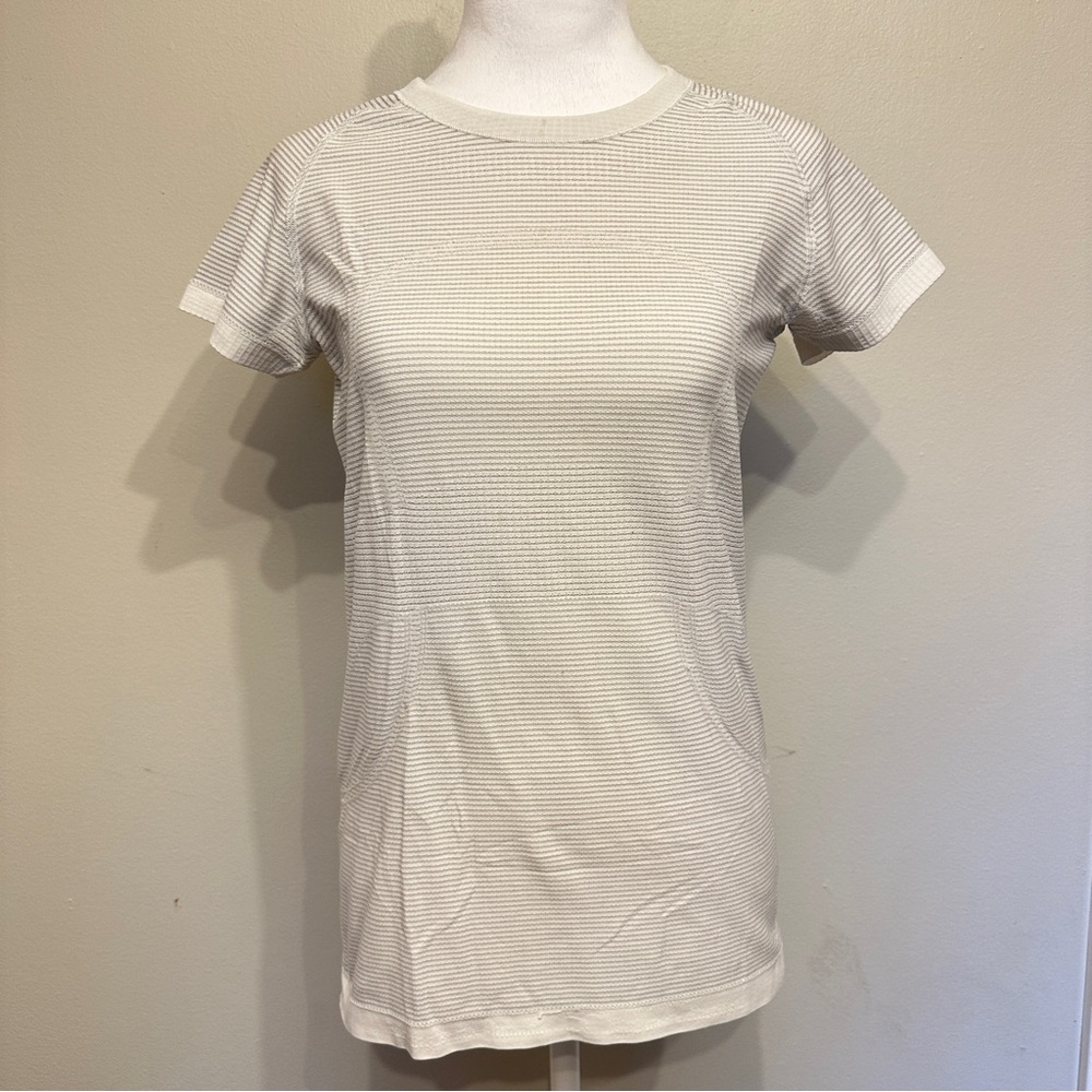 lululemon size small shirt - white with grey stripes